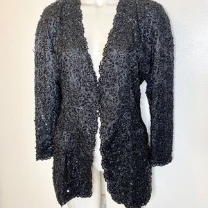 Black Tie Beaded Sequins Evening Jacket 6
